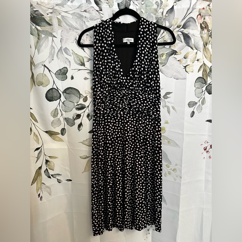 Jones Studio Black Dress with White polka dots